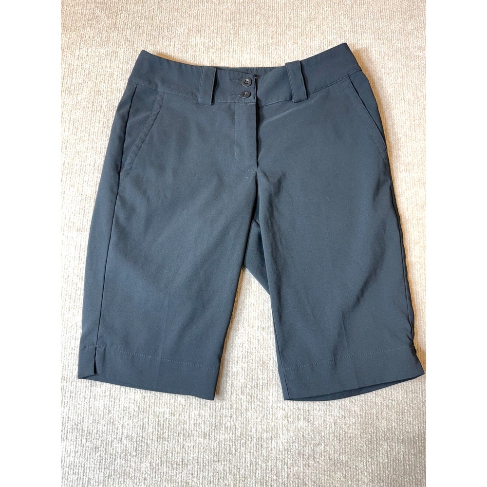 Nike Fit-Dry Ladies Black Flat Front Modern Rise Tech‎ Golf Shorts, Size 0